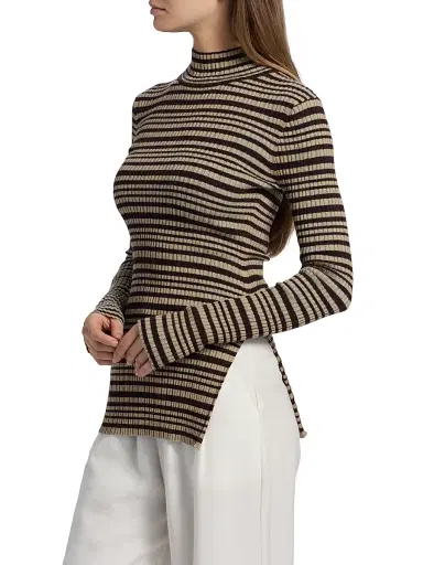 Nanushka Women's Grow Arella Striped Wool-Blend Turtleneck Sweater | Thumbnail 4