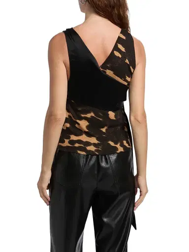 Nanushka Women's Grow Neca Draped Printed Top - Midnight Mocha Apricot Black | Thumbnail 5