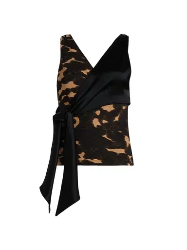 Nanushka Women's Grow Neca Draped Printed Top - Midnight Mocha Apricot Black | Thumbnail 1