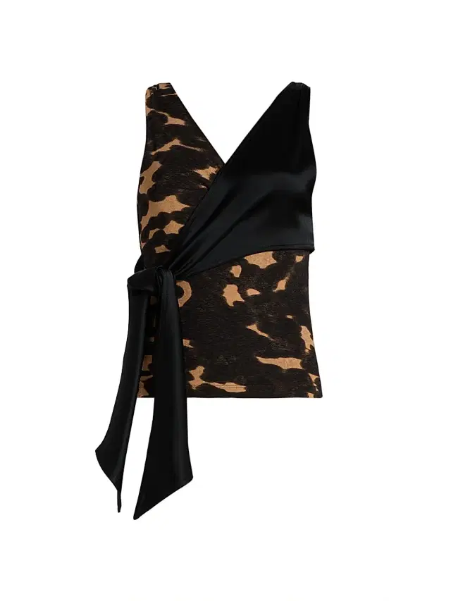 Nanushka Women's Grow Neca Draped Printed Top - Midnight Mocha Apricot Black