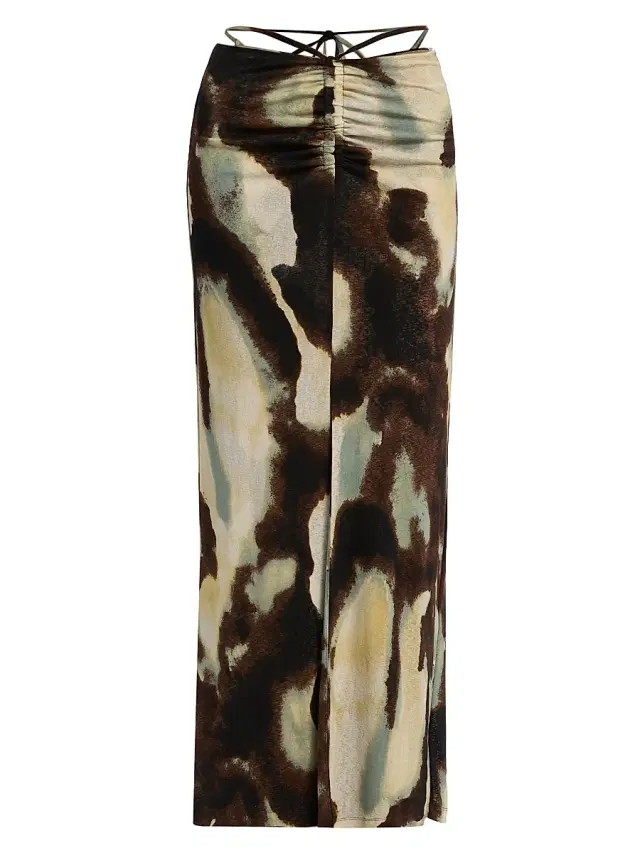 Nanushka Women's Grow Cheyen Watercolor Mesh Jersey Maxi Skirt - Watercolor Sage