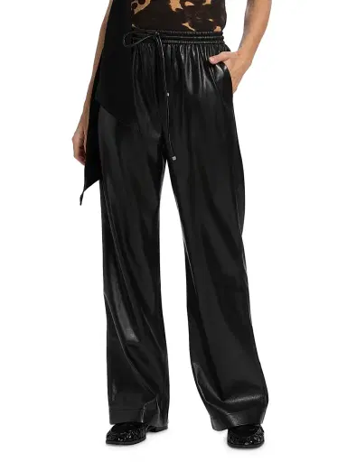 Nanushka Women's Wardrobe Calie Faux-Leather Pants - Black - Size XS | Thumbnail 3