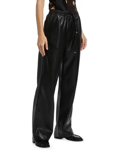 Nanushka Women's Wardrobe Calie Faux-Leather Pants - Black - Size XS | Thumbnail 4