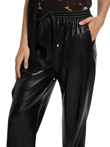 Nanushka Women's Wardrobe Calie Faux-Leather Pants - Black - Size XS | Thumbnail 6