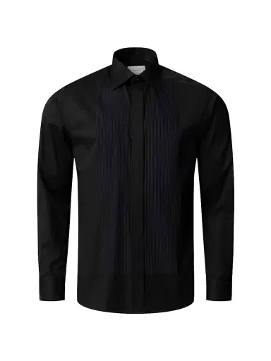 Eton Men's Contemporary Fit Plissé Shirt - Black - Size 18 | Thumbnail 2