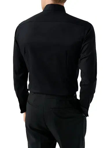 Eton Men's Contemporary Fit Plissé Shirt - Black - Size 18 | Thumbnail 4