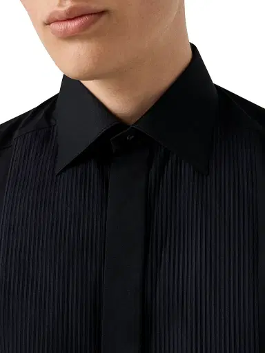 Eton Men's Contemporary Fit Plissé Shirt - Black - Size 18 | Thumbnail 5