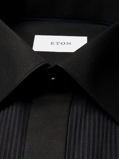Eton Men's Contemporary Fit Plissé Shirt - Black - Size 18 | Thumbnail 7