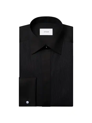 Eton Men's Contemporary Fit Plissé Shirt - Black - Size 18 | Thumbnail 1