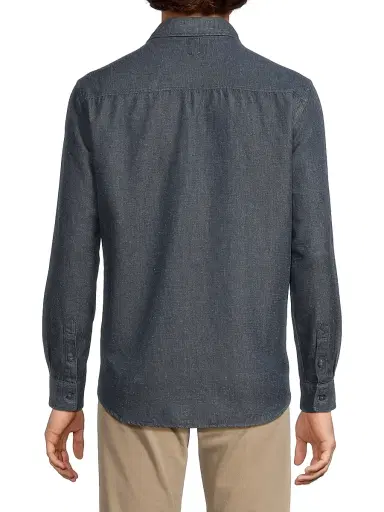 Canali Men's Cotton Melange Denim Button-Front Shirt - Dark Blue - Size Medium | Thumbnail 5