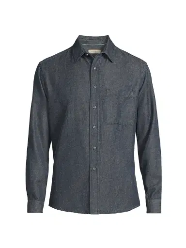 Canali Men's Cotton Melange Denim Button-Front Shirt - Dark Blue - Size Medium | Thumbnail 1