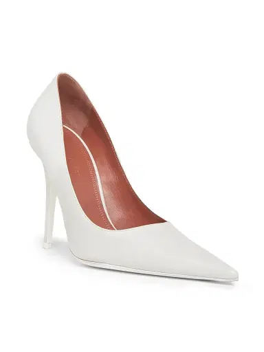 Amina Muaddi Women's Barbara 105MM Leather Pumps - Nappa White - Size 12 | Thumbnail 2 Amina Muaddi Women's Barbara 105MM Leather Pumps - Nappa White - Size 12 | Thumbnail 2