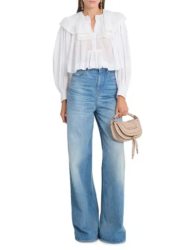 Chloé Women's High-Rise Wide-Leg Jeans - Dream Blue | Thumbnail 2 Chloé Women's High-Rise Wide-Leg Jeans - Dream Blue | Thumbnail 2