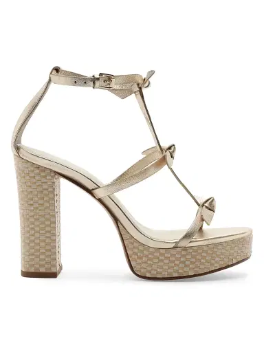 Alexandre Birman Women's Slim Lolita 120MM Metallic Leather Platform T-Strap Sandals - Golden - Size 11 | Thumbnail 1 Alexandre Birman Women's Slim Lolita 120MM Metallic Leather Platform T-Strap Sandals - Golden - Size 11 | Thumbnail 1