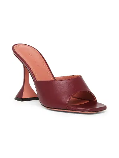 Amina Muaddi Women's Lupita 95MM Leather Mules - Nappa Wine | Thumbnail 2 Amina Muaddi Women's Lupita 95MM Leather Mules - Nappa Wine | Thumbnail 2