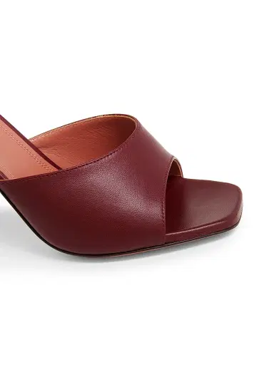 Amina Muaddi Women's Lupita 95MM Leather Mules - Nappa Wine | Thumbnail 5 Amina Muaddi Women's Lupita 95MM Leather Mules - Nappa Wine | Thumbnail 5
