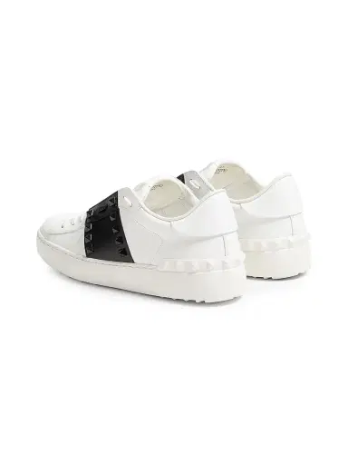Valentino Garavani Women's Rockstud Untitled Sneakers in Calfskin Leather - White Black - Size 4.5 | Thumbnail 3