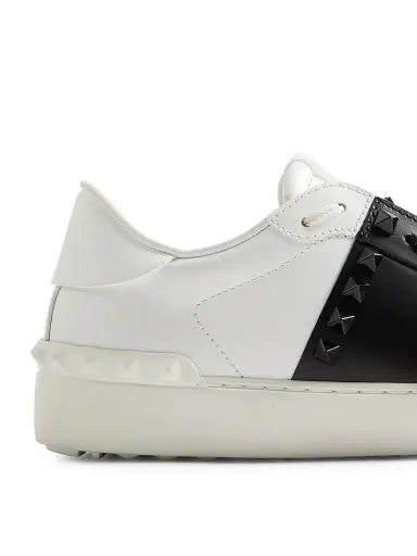 Valentino Garavani Women's Rockstud Untitled Sneakers in Calfskin Leather - White Black - Size 4.5 | Thumbnail 6