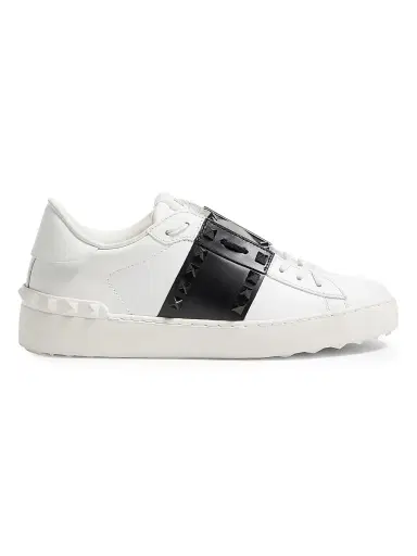 Valentino Garavani Women's Rockstud Untitled Sneakers in Calfskin Leather - White Black - Size 4.5 | Thumbnail 1