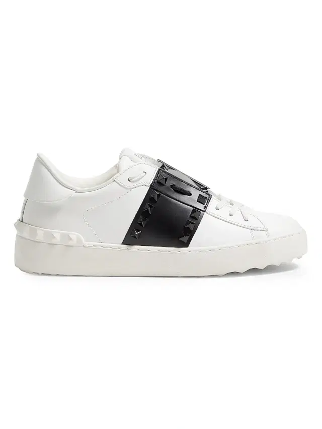 Valentino Garavani Women's Rockstud Untitled Sneakers in Calfskin Leather - White Black