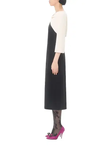 Valentino Garavani Women's Crepe Couture Midi Dress - Black Ivory - Size 2 | Thumbnail 3 Valentino Garavani Women's Crepe Couture Midi Dress - Black Ivory - Size 2 | Thumbnail 3