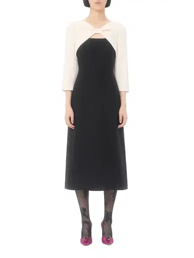 Valentino Garavani Women's Crepe Couture Midi Dress - Black Ivory - Size 2 | Thumbnail 7 Valentino Garavani Women's Crepe Couture Midi Dress - Black Ivory - Size 2 | Thumbnail 7