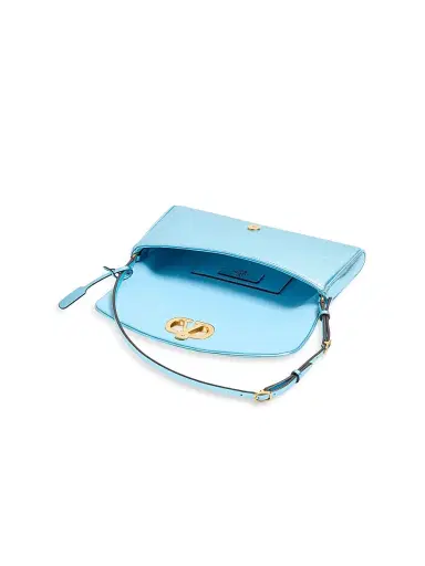 Valentino Garavani Women's DeVain Small Shoulder Bag in Laminated Nappa Leather - Azure | Thumbnail 5 Valentino Garavani Women's DeVain Small Shoulder Bag in Laminated Nappa Leather - Azure | Thumbnail 5