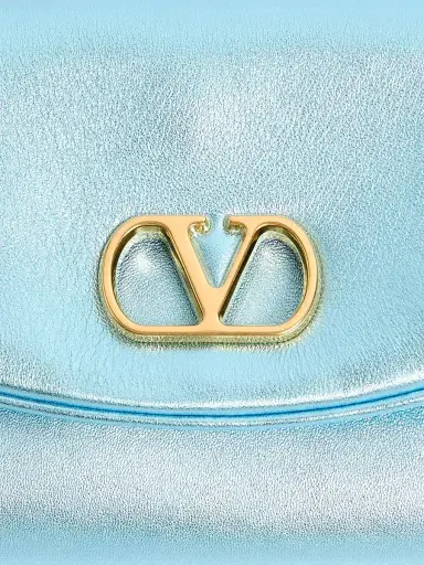 Valentino Garavani Women's DeVain Small Shoulder Bag in Laminated Nappa Leather - Azure | Thumbnail 6 Valentino Garavani Women's DeVain Small Shoulder Bag in Laminated Nappa Leather - Azure | Thumbnail 6