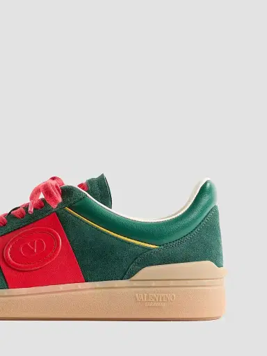 Valentino Garavani Men's Upvillage Low Top Sneaker in Split Leather and Calfskin Nappa Leather - Green Red - Size 5 | Thumbnail 5