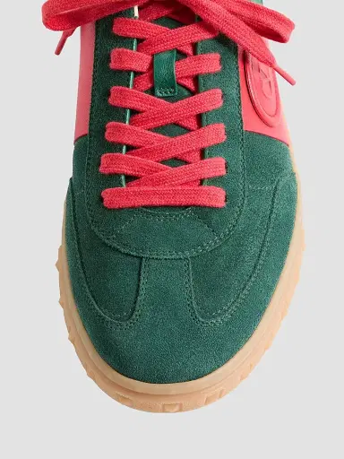 Valentino Garavani Men's Upvillage Low Top Sneaker in Split Leather and Calfskin Nappa Leather - Green Red - Size 5 | Thumbnail 6