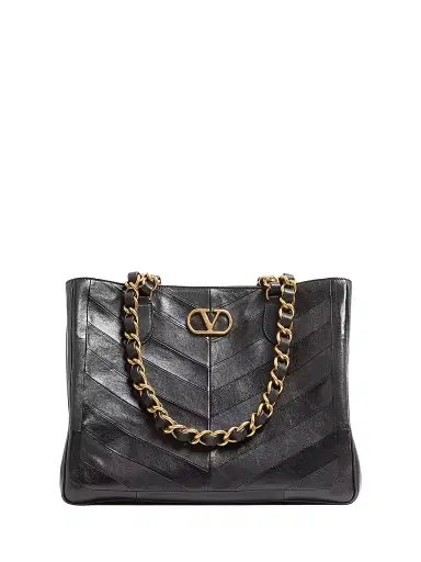 Valentino Garavani Women's Laseine Shopping Bag in Nappa Leather with a Chevron Pattern | Thumbnail 1 Valentino Garavani Women's Laseine Shopping Bag in Nappa Leather with a Chevron Pattern | Thumbnail 1