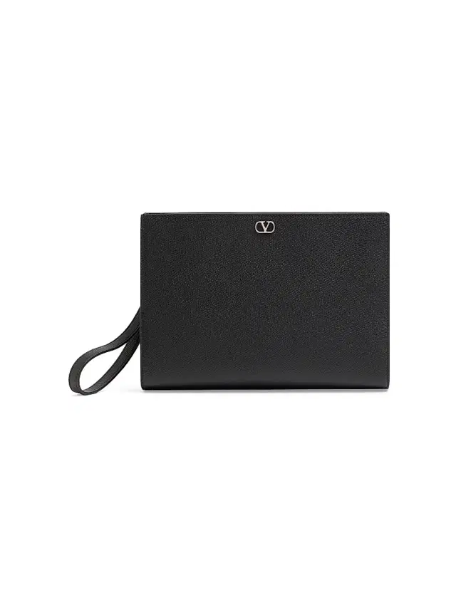 Valentino Garavani Men's VLogo Signature Grainy Calfskin Pouch - Black