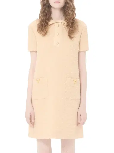 Valentino Garavani Women's Short Dress in Curly Wool - Birch - Size 0 | Thumbnail 2 Valentino Garavani Women's Short Dress in Curly Wool - Birch - Size 0 | Thumbnail 2