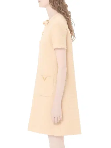 Valentino Garavani Women's Short Dress in Curly Wool - Birch - Size 0 | Thumbnail 3 Valentino Garavani Women's Short Dress in Curly Wool - Birch - Size 0 | Thumbnail 3