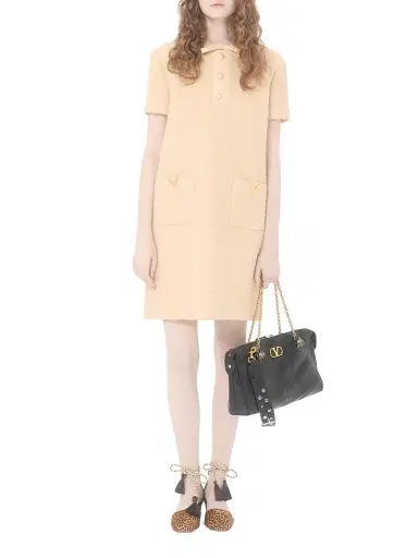 Valentino Garavani Women's Short Dress in Curly Wool - Birch - Size 0 | Thumbnail 7 Valentino Garavani Women's Short Dress in Curly Wool - Birch - Size 0 | Thumbnail 7