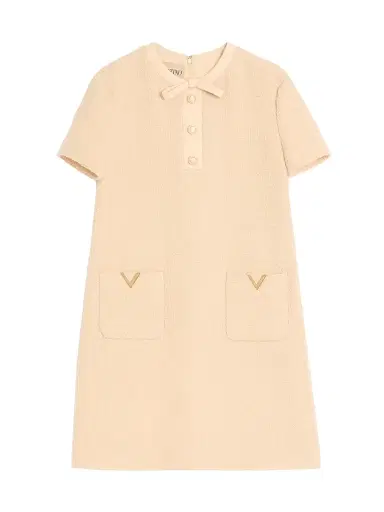 Valentino Garavani Women's Short Dress in Curly Wool - Birch - Size 0 | Thumbnail 1 Valentino Garavani Women's Short Dress in Curly Wool - Birch - Size 0 | Thumbnail 1