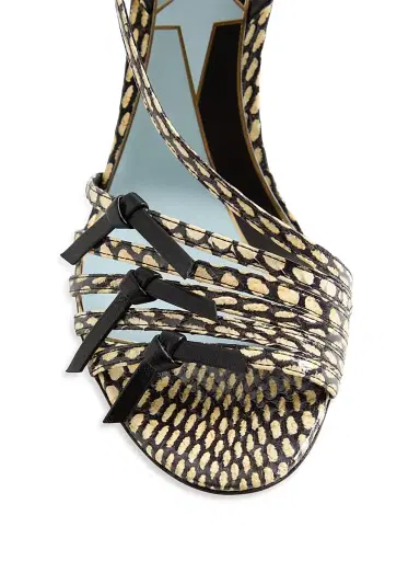 Valentino Garavani Women's Nodine Elaphe 100MM Sandals - Ivory Black - Size 9.5 | Thumbnail 5 Valentino Garavani Women's Nodine Elaphe 100MM Sandals - Ivory Black - Size 9.5 | Thumbnail 5