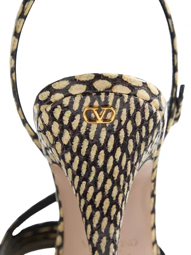 Valentino Garavani Women's Nodine Elaphe 100MM Sandals - Ivory Black - Size 9.5 | Thumbnail 6 Valentino Garavani Women's Nodine Elaphe 100MM Sandals - Ivory Black - Size 9.5 | Thumbnail 6