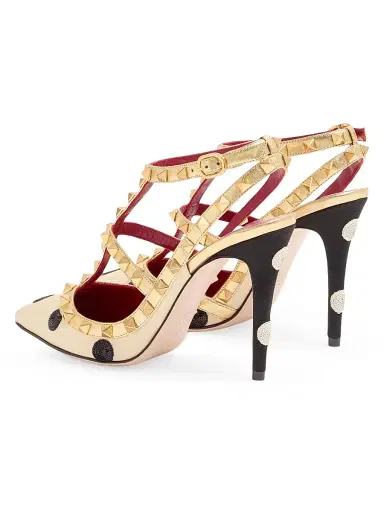 Valentino Garavani Women's Rockstud 100MM Pumps with Plus De Pois Embroidery - Butter Black - Size 7.5 | Thumbnail 3 Valentino Garavani Women's Rockstud 100MM Pumps with Plus De Pois Embroidery - Butter Black - Size 7.5 | Thumbnail 3
