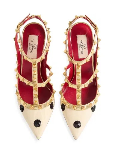 Valentino Garavani Women's Rockstud 100MM Pumps with Plus De Pois Embroidery - Butter Black - Size 7.5 | Thumbnail 4 Valentino Garavani Women's Rockstud 100MM Pumps with Plus De Pois Embroidery - Butter Black - Size 7.5 | Thumbnail 4