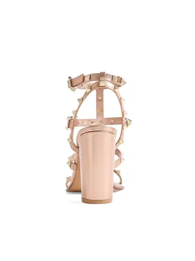 Valentino Garavani Women's Rockstud 90MM Laminated Calfskin Sandals with Straps - Rose Cannelle - Size 12 | Thumbnail 5