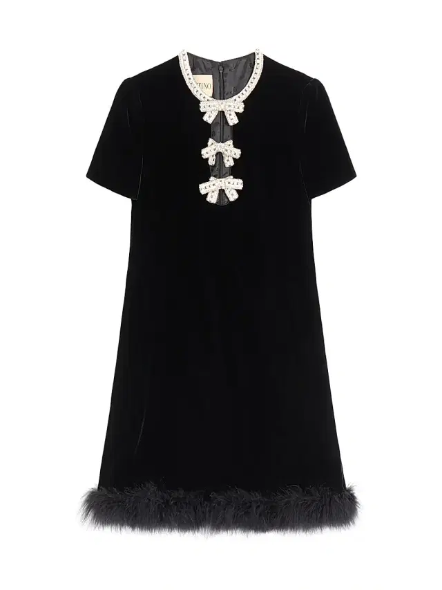 Valentino Garavani Women's Short Dress in Embroidered Sablé Velvet - Black Silver