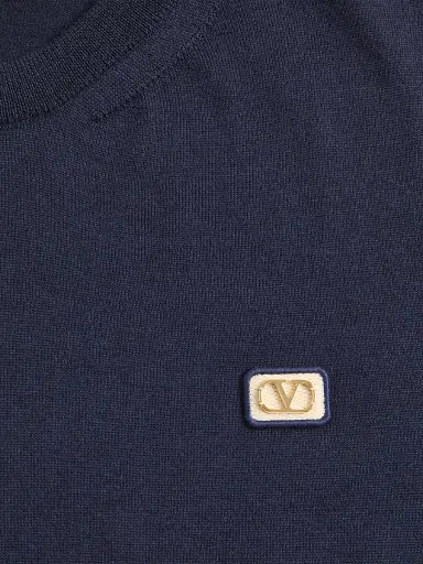 Valentino Garavani Men's Wool Sweater with Vlogo Patch - Navy - Size XL | Thumbnail 7 Valentino Garavani Men's Wool Sweater with Vlogo Patch - Navy - Size XL | Thumbnail 7