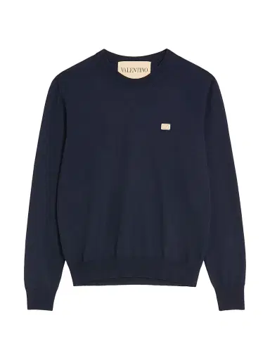 Valentino Garavani Men's Wool Sweater with Vlogo Patch | Thumbnail 1 Valentino Garavani Men's Wool Sweater with Vlogo Patch | Thumbnail 1