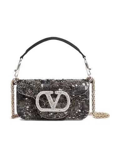 Valentino Garavani Women's Locò Small Embroidered Top Handle Bag with Jewel Logo | Thumbnail 1 Valentino Garavani Women's Locò Small Embroidered Top Handle Bag with Jewel Logo | Thumbnail 1