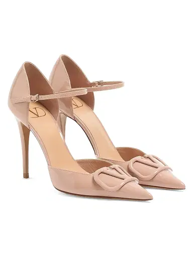 Valentino Garavani Women's VLogo 100MM Signature D'orsay Patent Leather Pumps - Rose Cannelle - Size 12 | Thumbnail 2