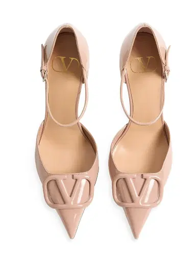 Valentino Garavani Women's VLogo 100MM Signature D'orsay Patent Leather Pumps - Rose Cannelle - Size 12 | Thumbnail 4