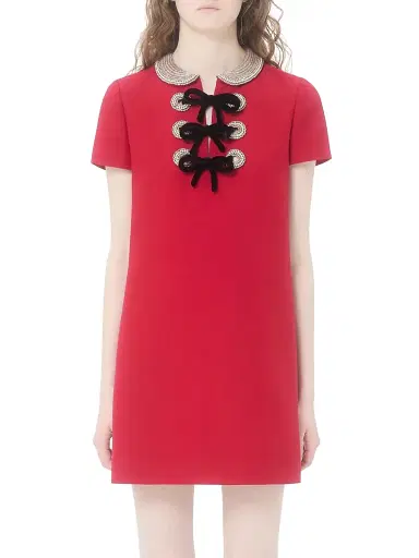 Valentino Garavani Women's Embroidered Crepe Couture Short Dress - Paris - Size 0 | Thumbnail 2