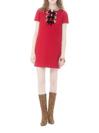 Valentino Garavani Women's Embroidered Crepe Couture Short Dress - Paris - Size 0 | Thumbnail 7