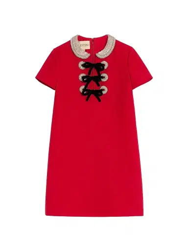 Valentino Garavani Women's Embroidered Crepe Couture Short Dress - Paris - Size 0 | Thumbnail 1